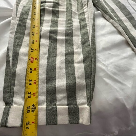 Cisono Linen Collection Striped Paperbag Waist Ankle Pants S - Picture 9 of 11
